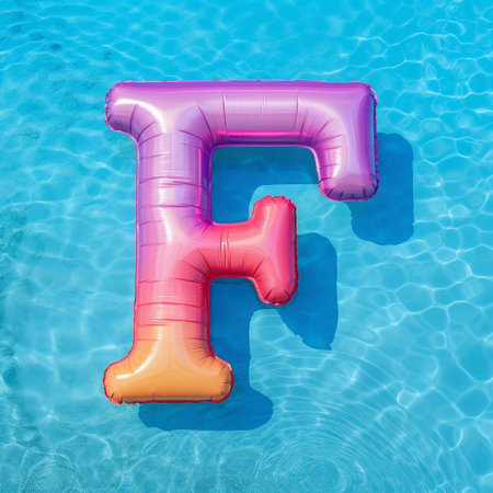 Colorful Purple Air Mattress in the Shape of the Letter Fの素材