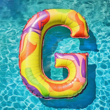 Colorful Yellow Air Mattress in the Shape of the Letter Gの素材