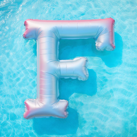 Colorful Blue Air Mattress in the Shape of the Letter Fの素材