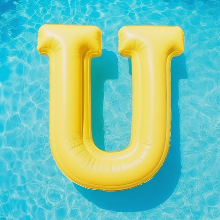 Colorful Yellow Air Mattress in the Shape of the Letter Uの素材