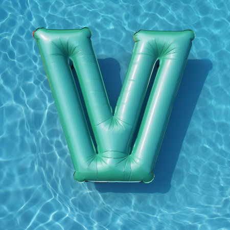 Colorful Green Air Mattress in the Shape of the Letter Vの素材