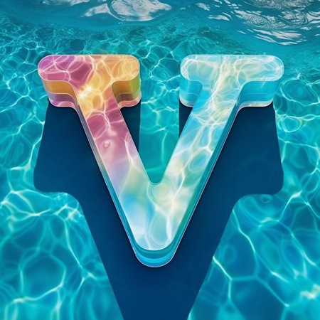 Colorful Abstract 3d Shape of the Letter Vの素材
