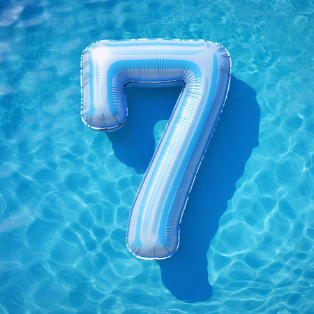 Colorful Air Mattress in the Shape of the Number 7 Sevenの素材