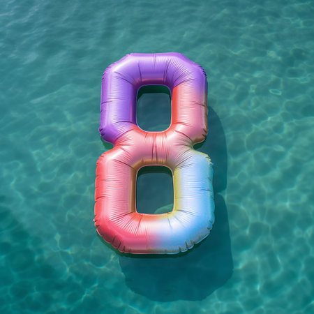 Colorful Air Mattress in the Shape of the Number 8 Eightの素材