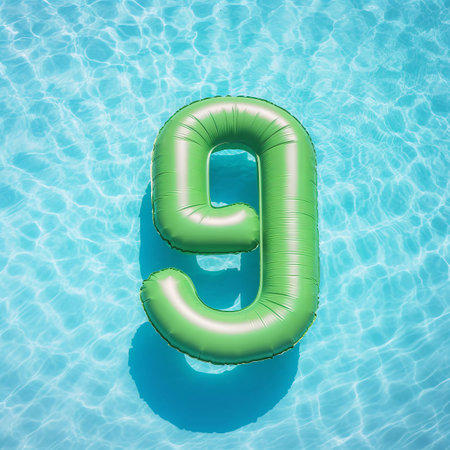 Colorful Air Mattress in the Shape of the Number 9 Nineの素材