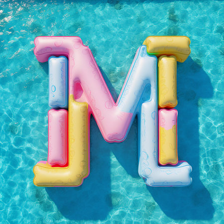 Colorful Air Mattress in the Shape of the Letter Mの素材