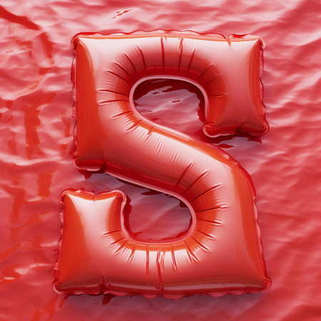 Colorful Red Air Mattress in the Shape of the Letter Sの素材