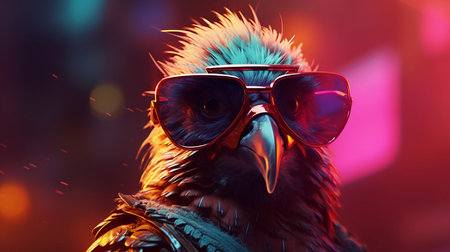 Epic Cyberpumk Bird Neon Retro Wave Styleの素材
