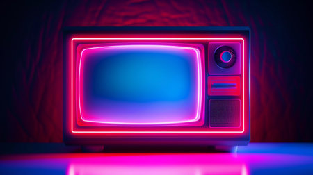 Retro TV Cyberpunk Style Vivid Neon Colorsの素材