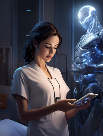 Medicine Doctor Touching Futuristic Medical Interfaceの素材