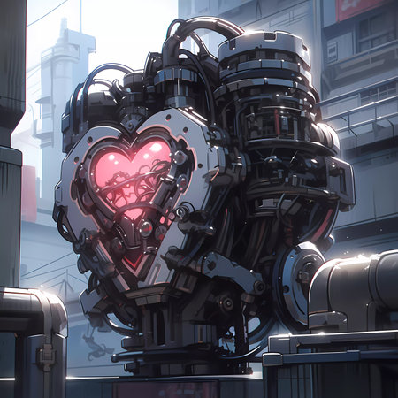 Cyberpunk Retro Futuristic Heart with Neon Lightsの素材