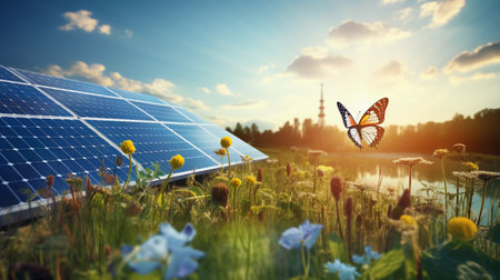 Sustainable Energy Futuristic City Concept Illustrationの素材