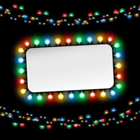 Simple Christmas Banner with Colorful Lightsのイラスト素材