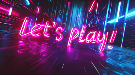 Lets Play Colorful Neon Lettering Cyberpunk Styleの素材