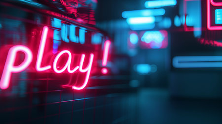 Lets Play Colorful Neon Lettering Cyberpunk Styleの素材