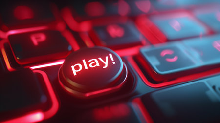 Key Button with the Inscription Let's Play. Banner for gamers and streamers.の素材