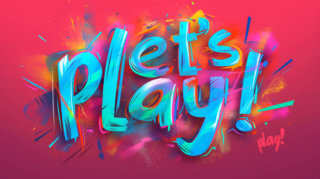 Let's Play Colorful Lettering. Banner illustration for gamers and streamers.の素材