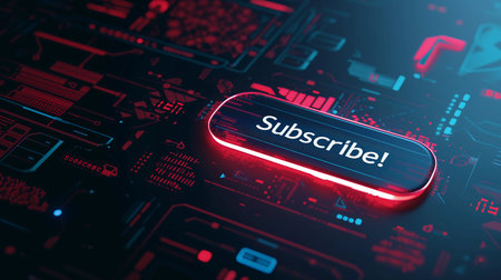 Subscribe Colorful Glowing Futuristic Button. Clipart perfect for digital content, social media posts, websites, and promotional materials.の素材