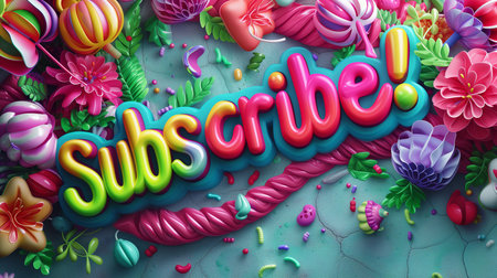 Subscribe Colorful Sign 3D Style. Clipart perfect for digital content, social media posts, websites, and promotional materials.の素材