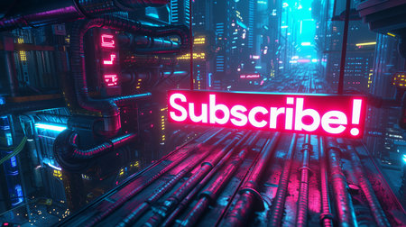 Subscribe Colorful Neon Sign Cyberpunk Styleの素材