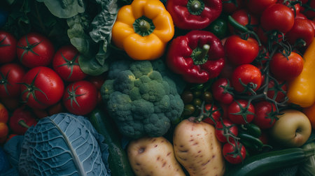 Assortment of Fresh Vegetables, Top Viewの素材