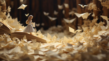 Decorative Abstract Paper Background with Womanの素材