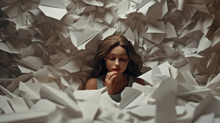 Decorative Abstract Paper Background with Womanの素材