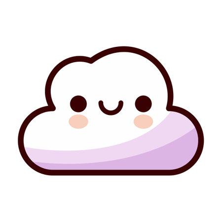 Cute Cloud Icon in Cartoon Styleのイラスト素材