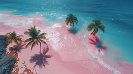 Aerial View of Beautiful Pink Sand Beachの素材