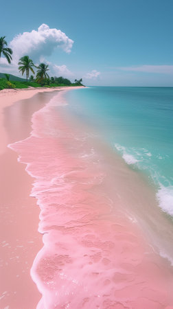 Aerial View of Beautiful Pink Sand Beachの素材