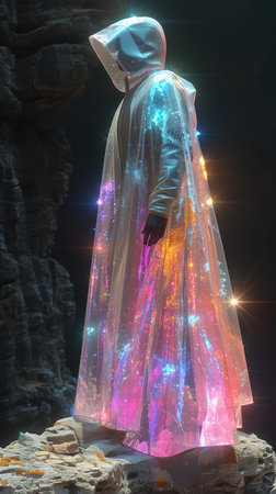 Futuristic Fashionable Magician in a Luminous Capeの素材
