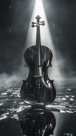 Black Violin on Cinematic Blurred Backgroundの素材