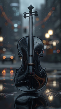 Black Violin on Cinematic Blurred Backgroundの素材