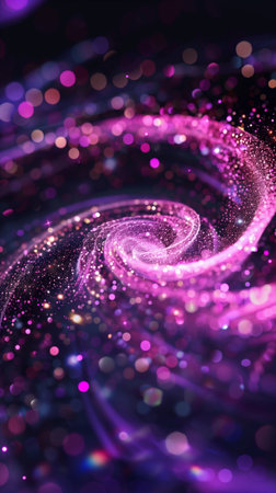 Glitter Pink Magic Swirl Clipart on Black Backgroundの素材