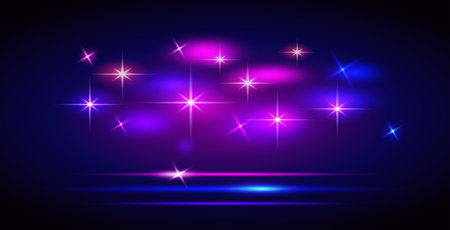 Colorful Neon Linear and Flares Decor Itemsのイラスト素材