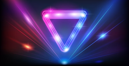 Triangle Neon Frame with Bright Ray Halo