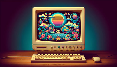 Retro Style Monitor Warm Colorsの素材