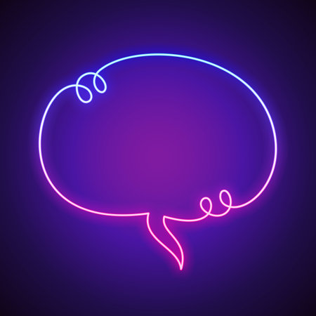 Neon Rectangle Speech Bubble Frameのイラスト素材