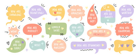 Speech Bubbles Compliments Setのイラスト素材
