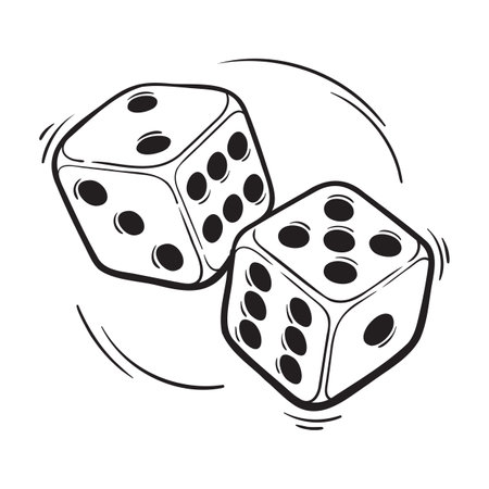 Two Falling Dice Doodle Vector Illustrationのイラスト素材