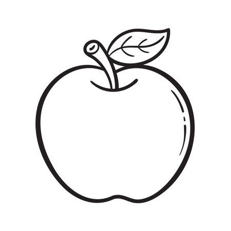 Doodle Vector Illustration of Apple in Cartoon Styleのイラスト素材