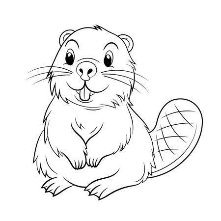 Doodle Vector Illustration of a Beaver in Cartoon Styleのイラスト素材