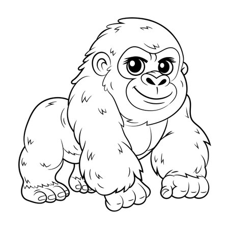 Doodle Vector Illustration of a Gorilla in Cartoon Styleのイラスト素材