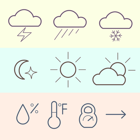 Weather icons set. Atmosphere pressure icon. Thin line icon.のイラスト素材