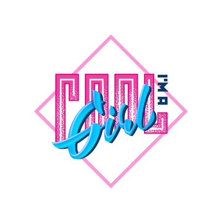 I am a Cool girl t-shirt design lettering vector text isolated on white backgroundのイラスト素材
