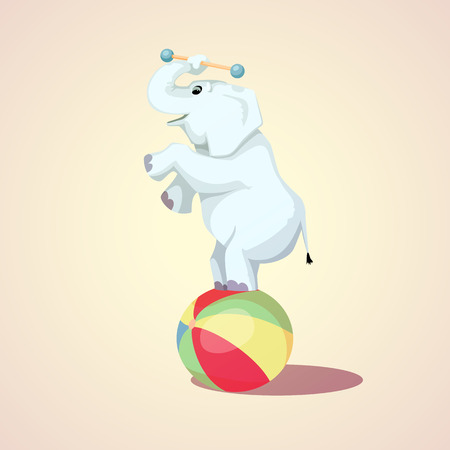 Happy cartoon Circus Elephant on the ball. Vector illustration EPS10のイラスト素材