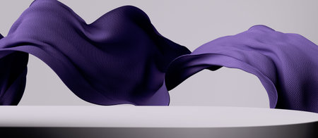 Fashion product display abstract background with fabric design element 3d rendering, minimal object...