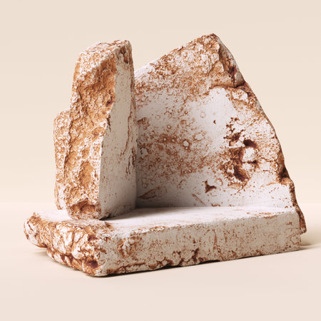 Pieces of white stone, pastel background for product presentation, object placement, cosmetic podium...