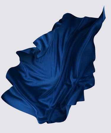 Cloth design element, isolated piece of flying fabric banner, elegant product display minimal background, 3d renderingの写真素材