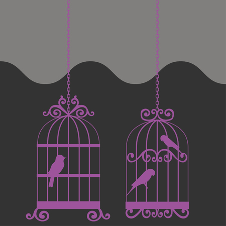 Vintage Bird Cage - Vector Illustrationのイラスト素材